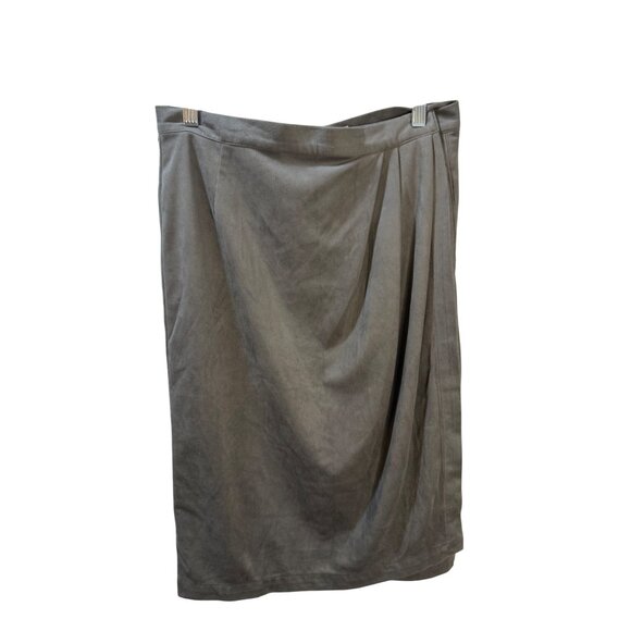 Carine Roitfeld X Uniqlo Gray Faux Suede Midi Skirt Size 8 - Picture 1 of 10